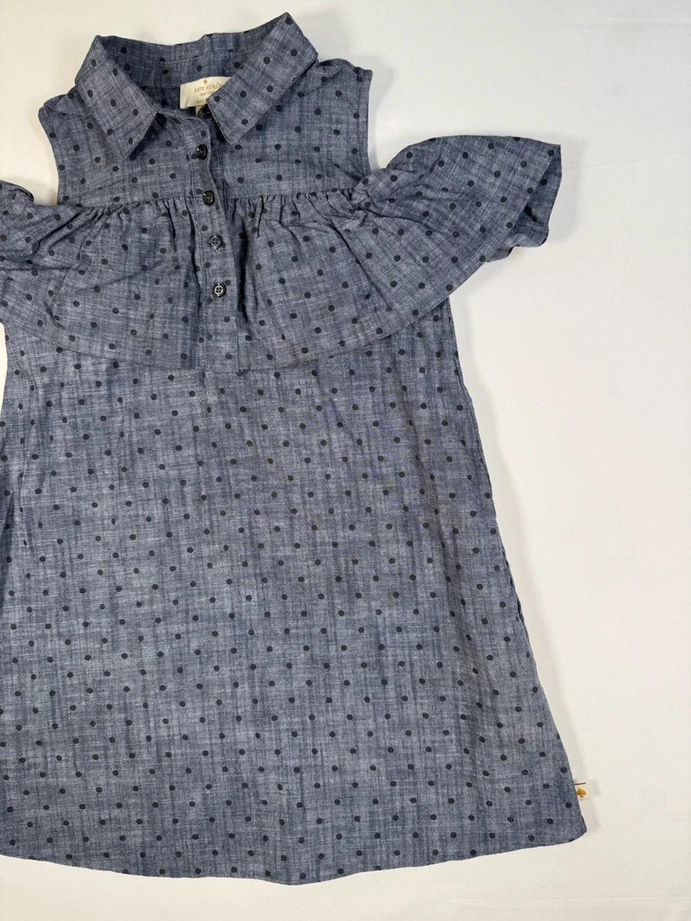 KATE SPADE Girls Polka Dot Cold Shoulder Dress Size 7 Preppy Designer Chic